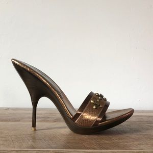 Spicy bronze metallic open toed high heels